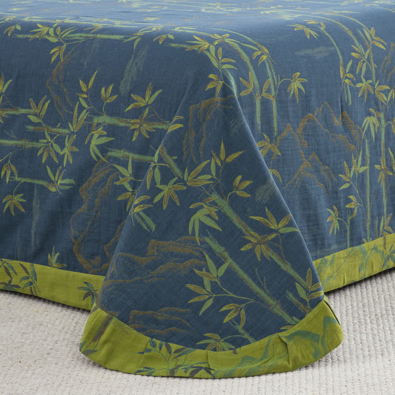 Parure de lit réversible en gaze de coton avec plantes de bambou (4 pièces) - image 2