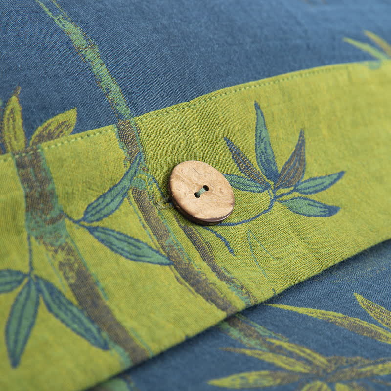 Parure de lit réversible en gaze de coton avec plantes de bambou (4 pièces) - image 8