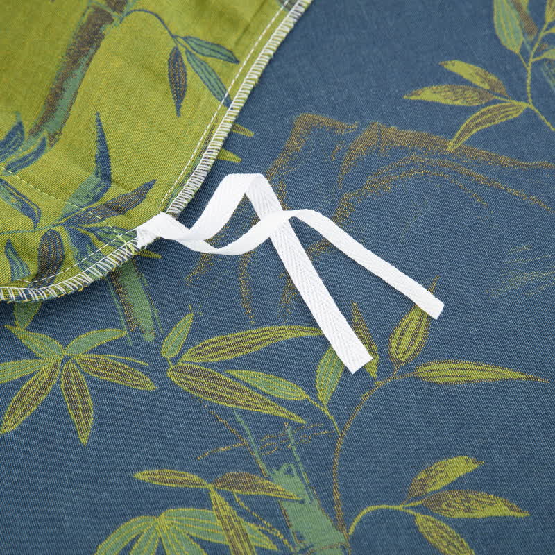 Parure de lit réversible en gaze de coton avec plantes de bambou (4 pièces) - image 7