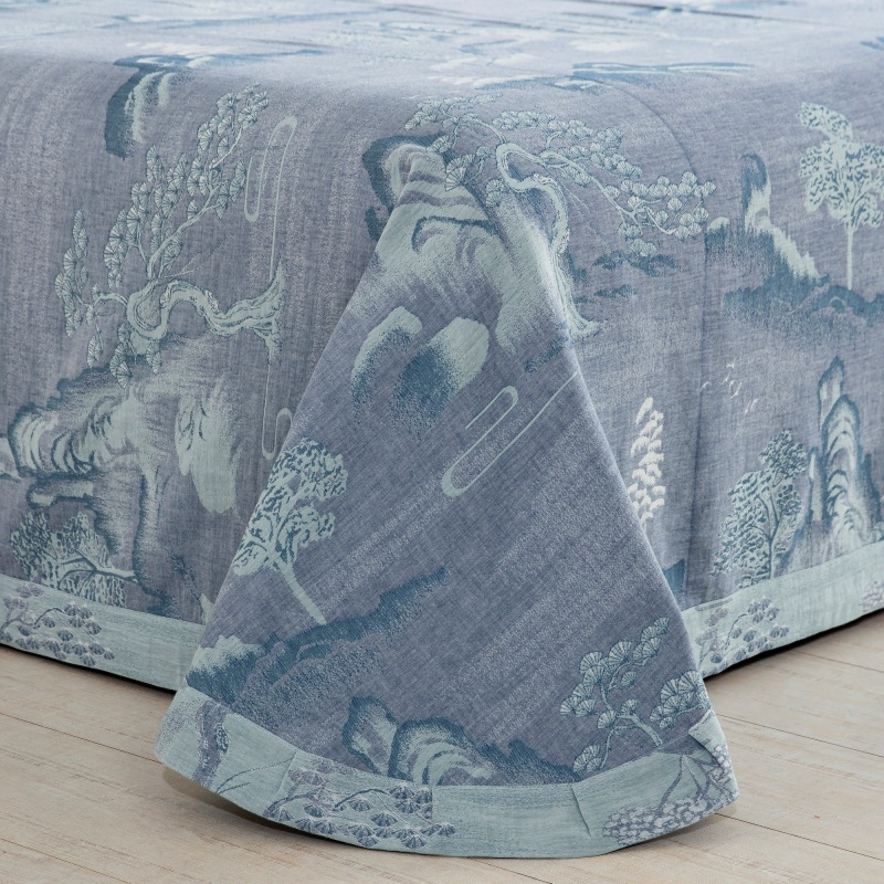 Parure de lit en gaze de coton avec boutons paysage (4 pièces)