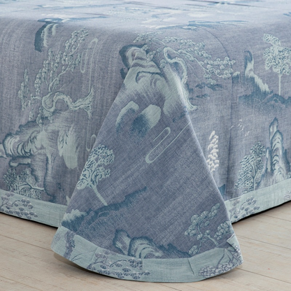 Parure de lit en gaze de coton avec boutons paysage (4 pièces)