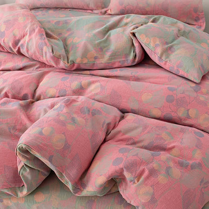 Parure de lit réversible en gaze de coton de style pastoral (4 pièces)