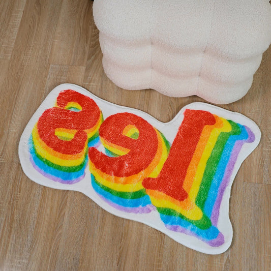 Tapis de bain antidérapant en polaire douce avec lettres arc-en-ciel