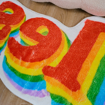 Tapis de bain antidérapant en polaire douce avec lettres arc-en-ciel