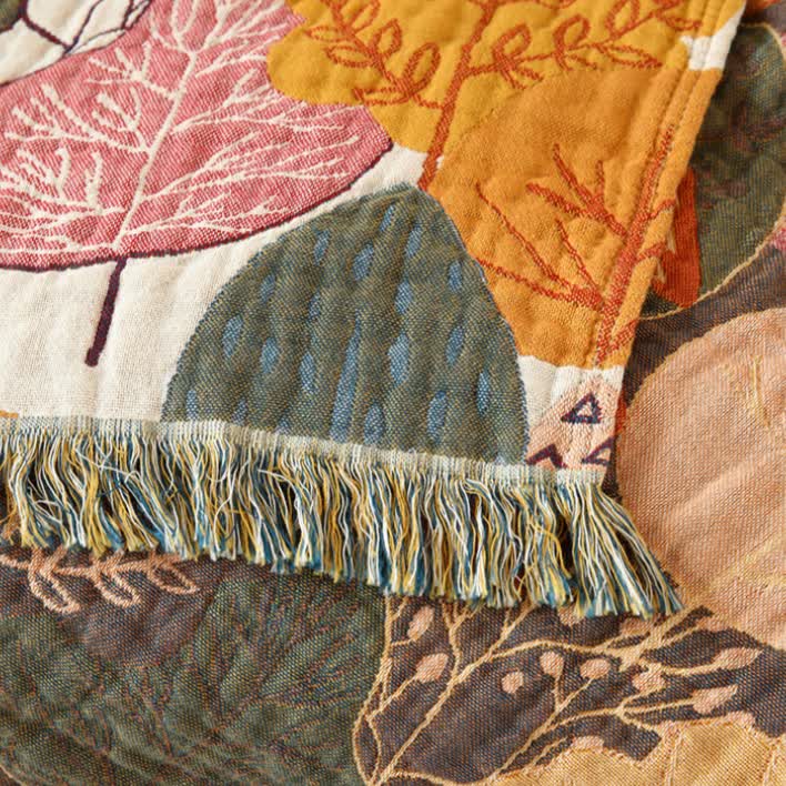 Couette réversible en gaze de coton avec feuilles d'érable