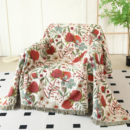 Couverture réversible en gaze de coton à motif pin