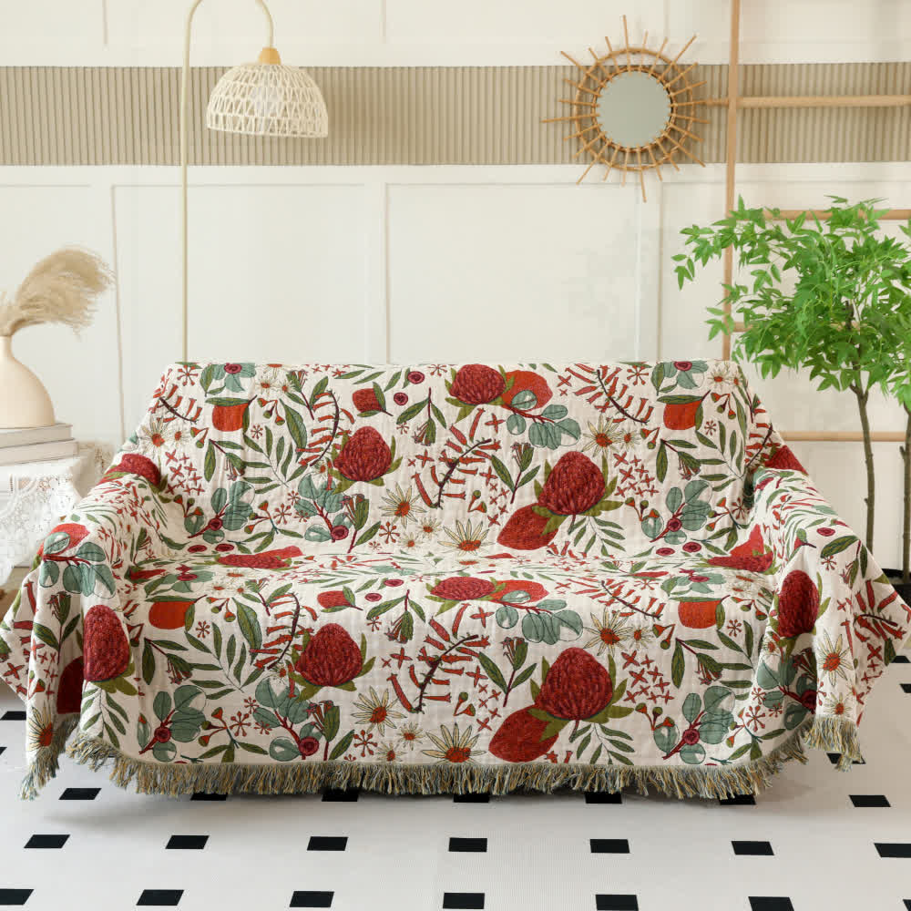 Couette réversible en gaze de coton à motif pin