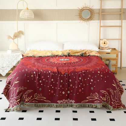 Couette réversible en gaze de coton de style ethnique en rouge - 200cm x 230cm - image 0
