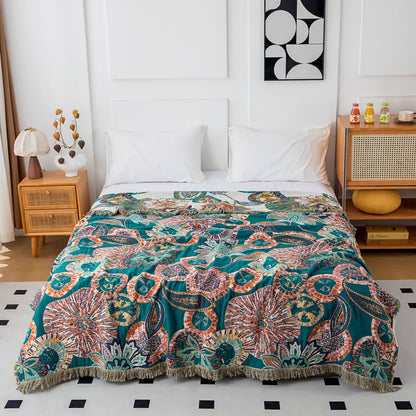 Couette réversible en gaze de coton à motif végétal