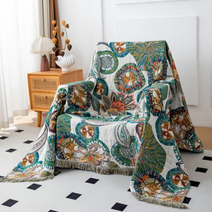 Couette réversible en gaze de coton à motif végétal