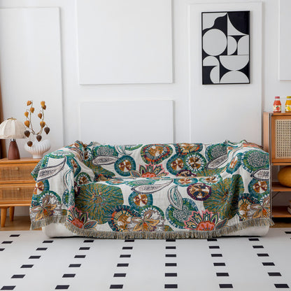 Couette réversible en gaze de coton à motif végétal