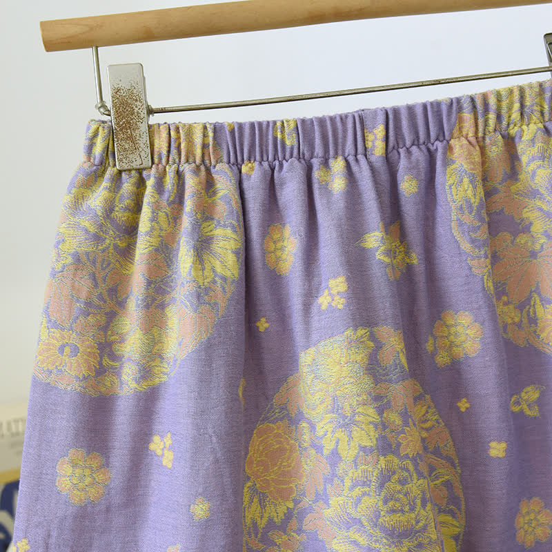 Ensemble pyjama en gaze de coton à col en V Vintage Blossom