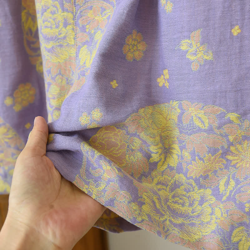 Ensemble pyjama en gaze de coton à col en V Vintage Blossom