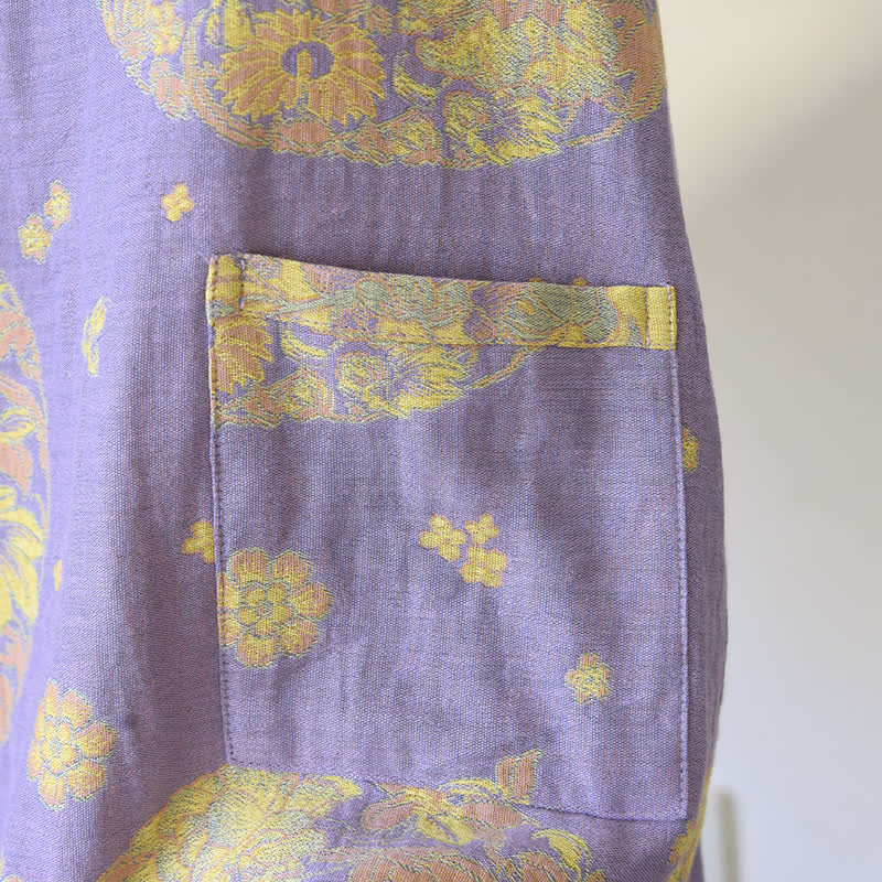 Ensemble pyjama en gaze de coton à col en V Vintage Blossom
