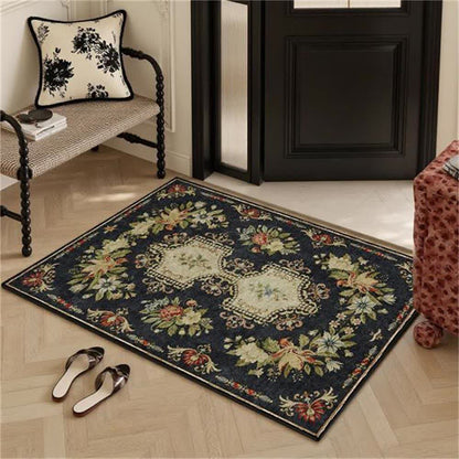 Tapis de cuisine lavable et antidérapant avec motif floral rétro