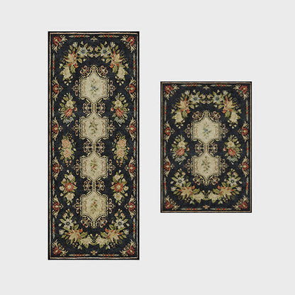 Tapis de cuisine lavable et antidérapant avec motif floral rétro