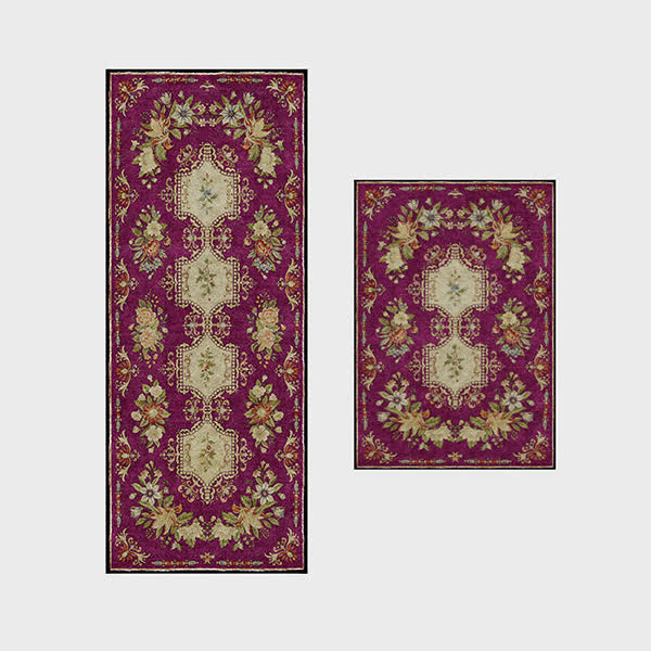 Tapis de cuisine lavable et antidérapant avec motif floral rétro