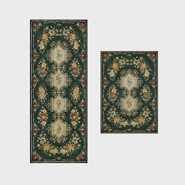 Tapis de cuisine lavable et antidérapant avec motif floral rétro
