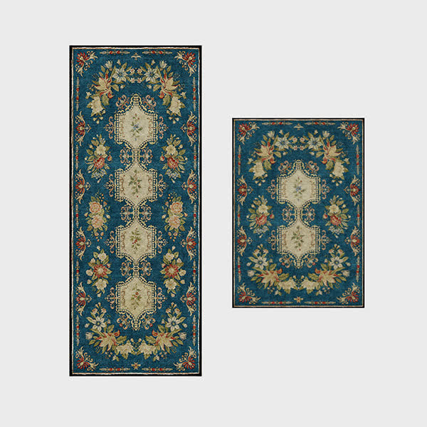 Tapis de cuisine lavable et antidérapant avec motif floral rétro
