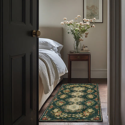 Tapis de cuisine lavable et antidérapant avec motif floral rétro