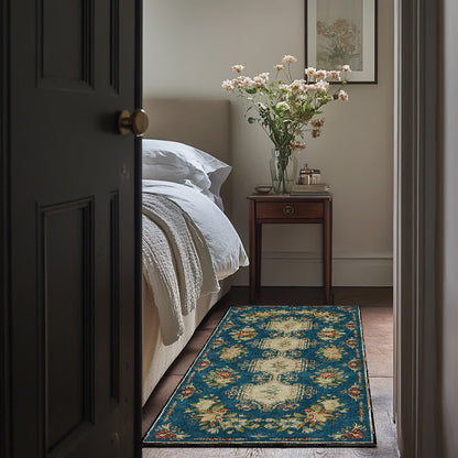 Tapis de cuisine lavable et antidérapant avec motif floral rétro