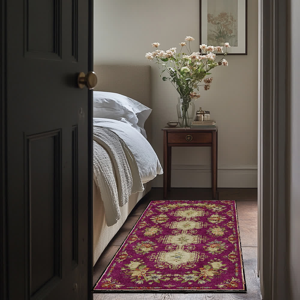 Tapis de cuisine lavable et antidérapant avec motif floral rétro
