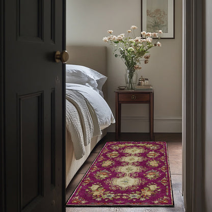 Tapis de cuisine lavable et antidérapant avec motif floral rétro