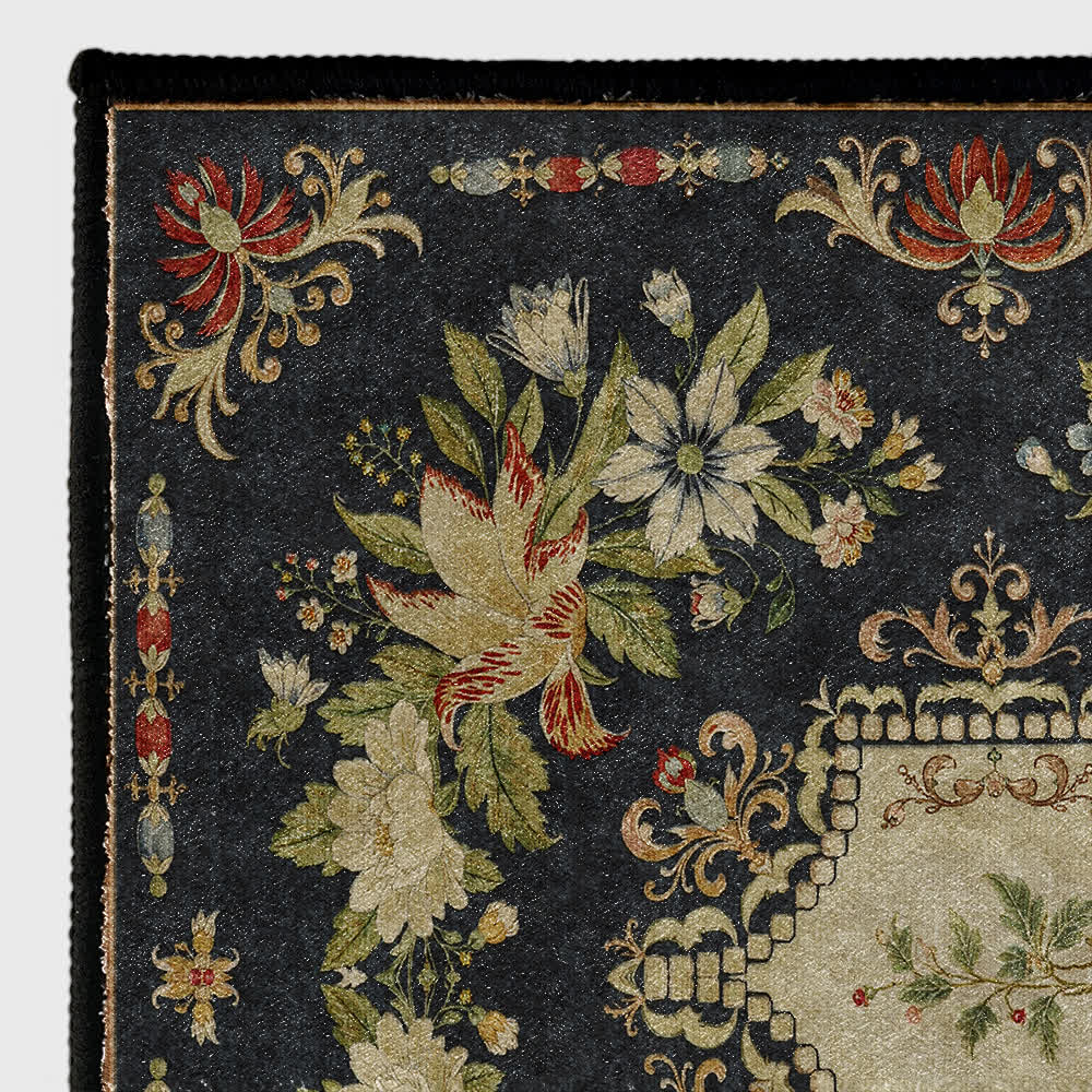 Tapis de cuisine lavable et antidérapant avec motif floral rétro