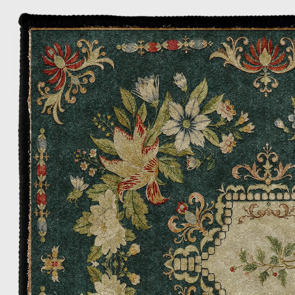 Tapis de cuisine lavable et antidérapant avec motif floral rétro