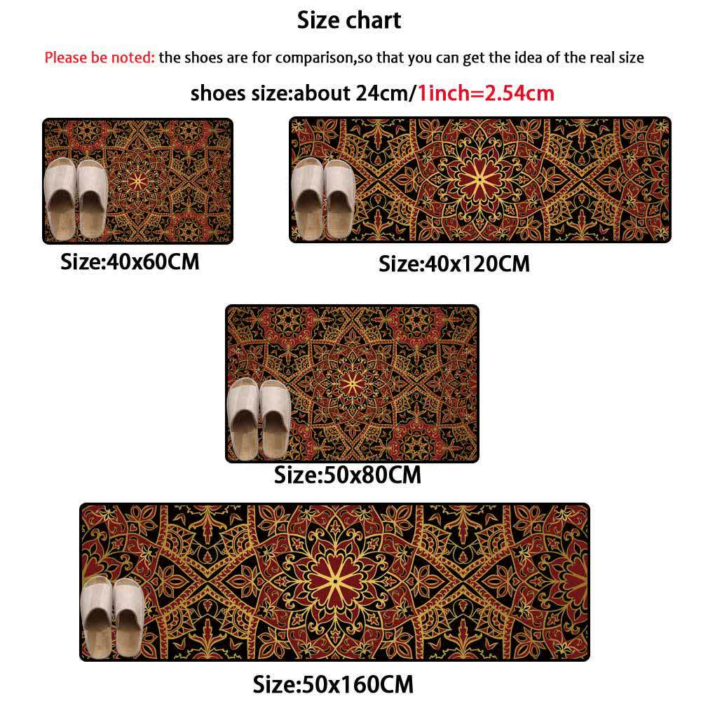Tapis de cuisine/d'entrée absorbant l'eau de style mandala rétro