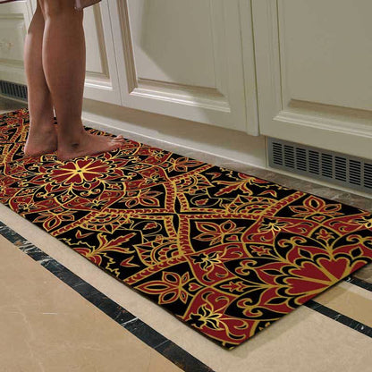 Tapis de cuisine/d'entrée absorbant l'eau de style mandala rétro