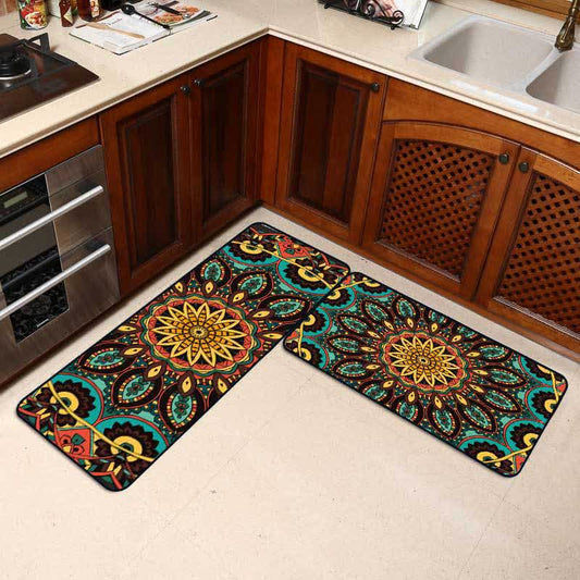 Tapis de cuisine antidérapant vintage mandala