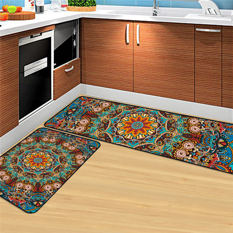Tapis de couloir colorés et absorbants de style ethnique