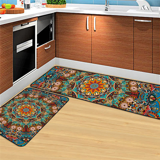 Tapis de couloir colorés et absorbants de style ethnique