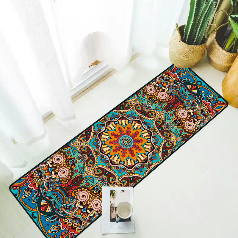 Tapis de couloir colorés et absorbants de style ethnique