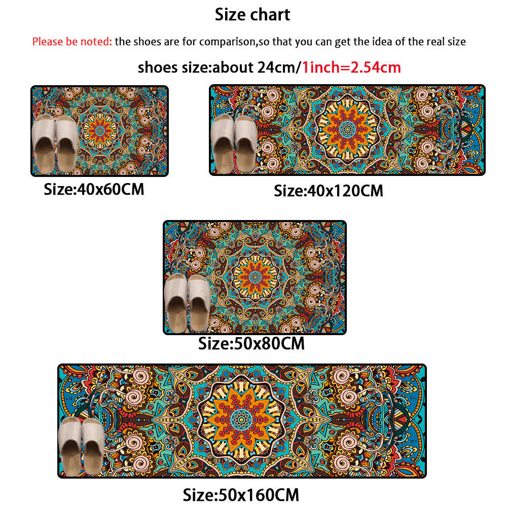 Tapis de couloir colorés et absorbants de style ethnique