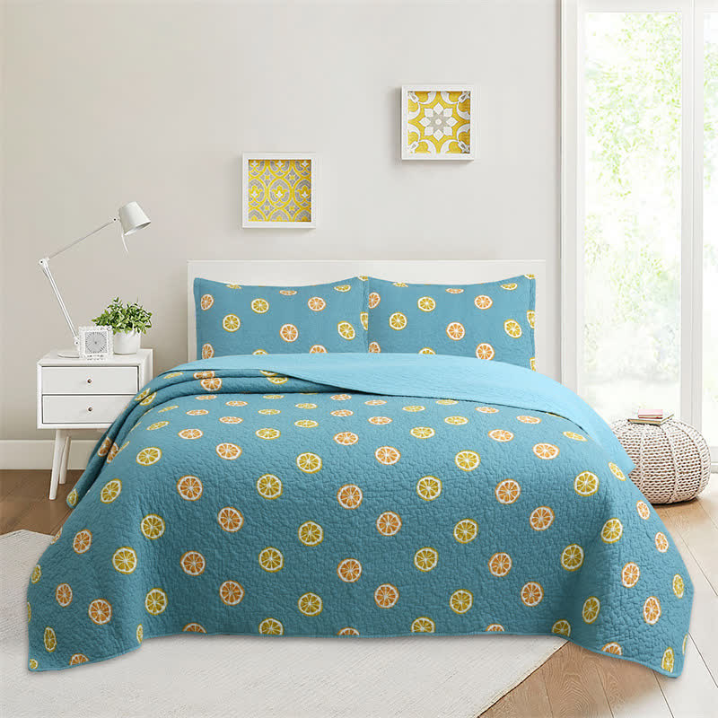 Couette en coton avec imprimé citron frais