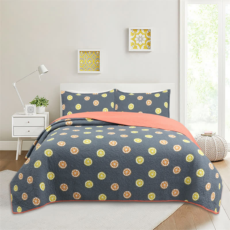Couette en coton avec imprimé citron frais