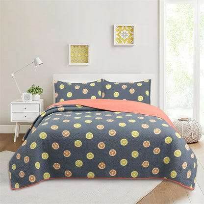 Couette en coton avec imprimé citron frais