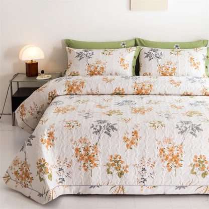 Couette en coton orange à imprimé botanique floral