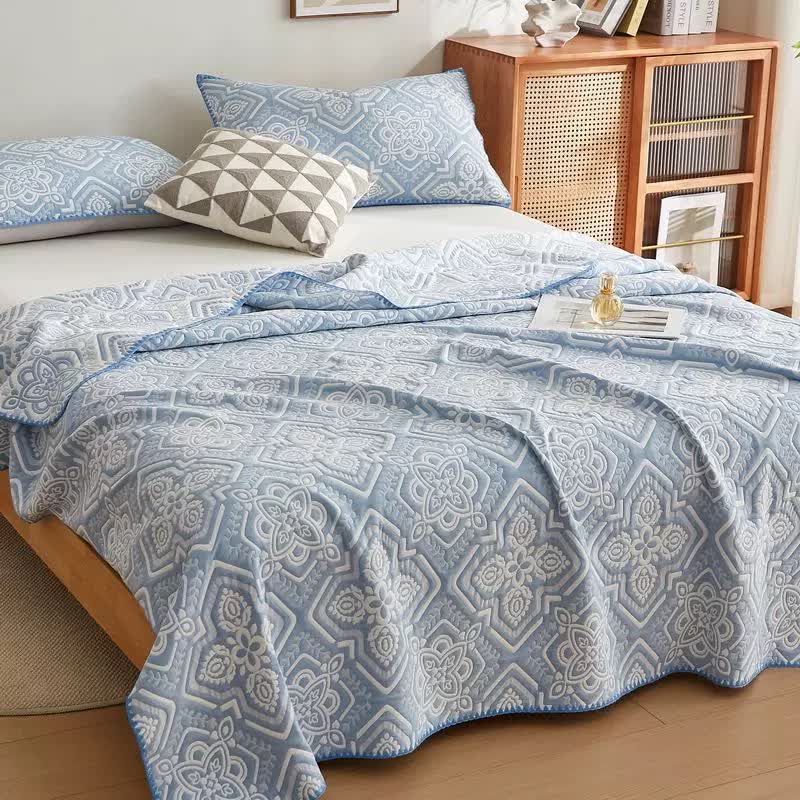 Élégante couverture réversible en gaze de coton double épaisseur à motif floral