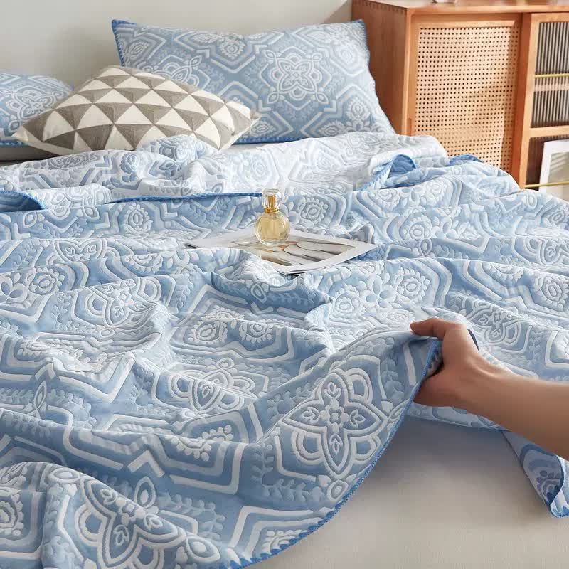 Élégante couverture réversible en gaze de coton double épaisseur à motif floral