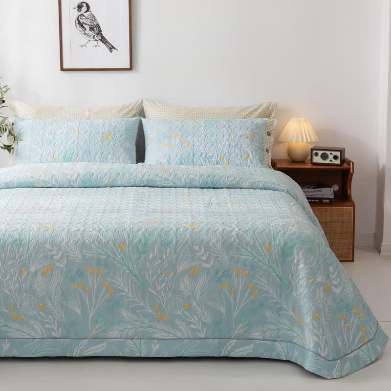 Élégante couette en coton à imprimé végétal