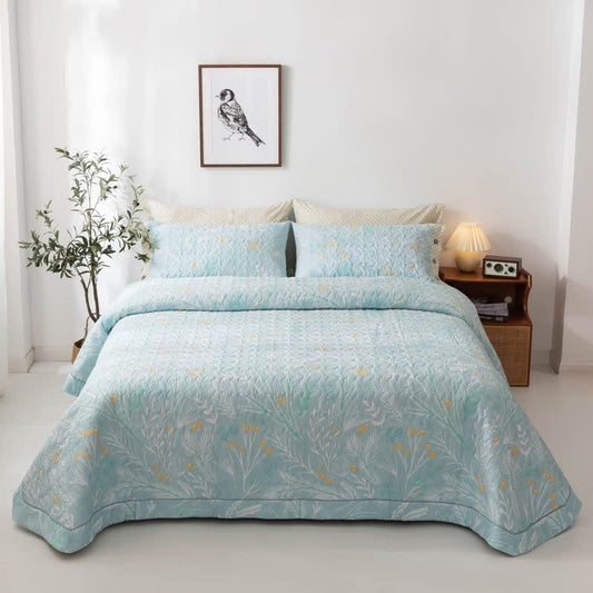Élégante couette en coton à imprimé végétal