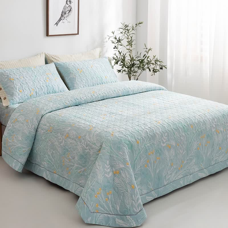 Élégante couette en coton à imprimé végétal