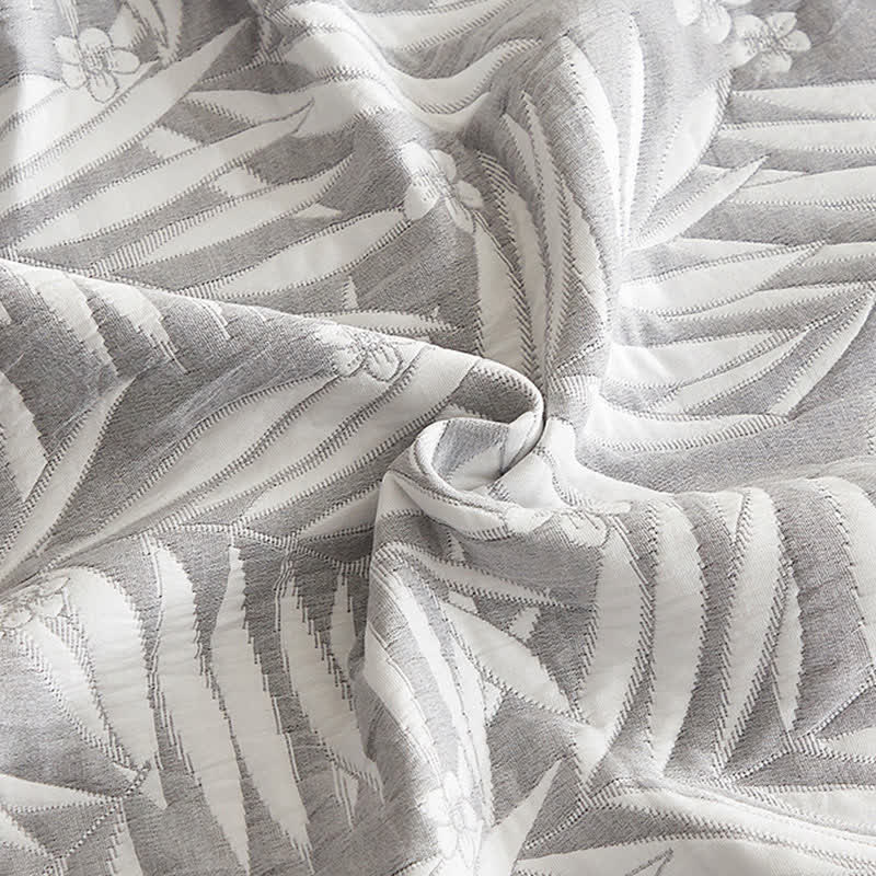 Élégante couverture réversible en gaze de coton double épaisseur avec des feuilles