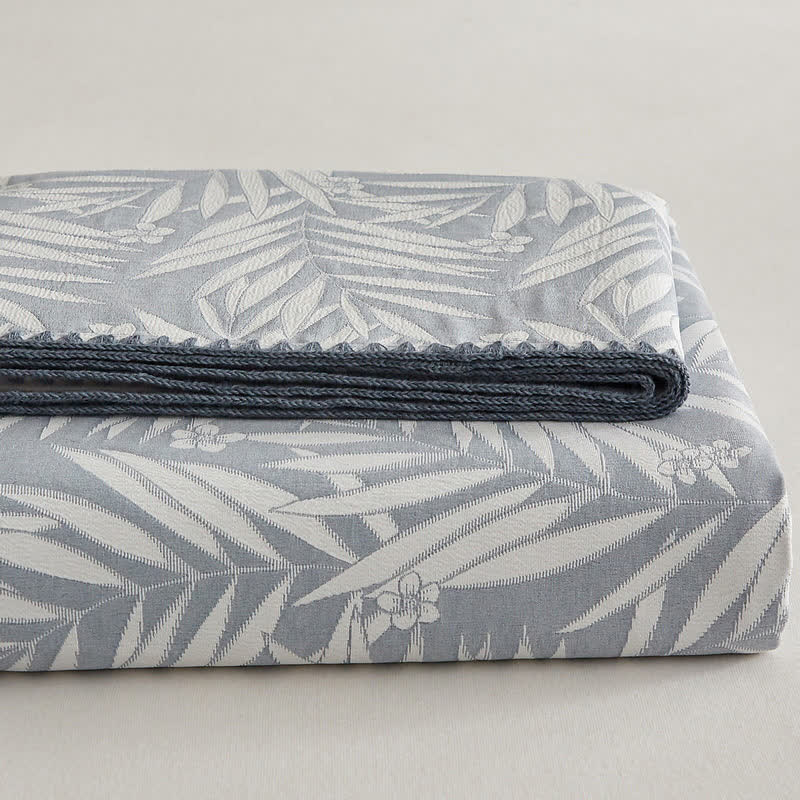 Élégante couverture réversible en gaze de coton double épaisseur avec des feuilles