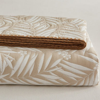 Élégante couverture réversible en gaze de coton double épaisseur avec des feuilles