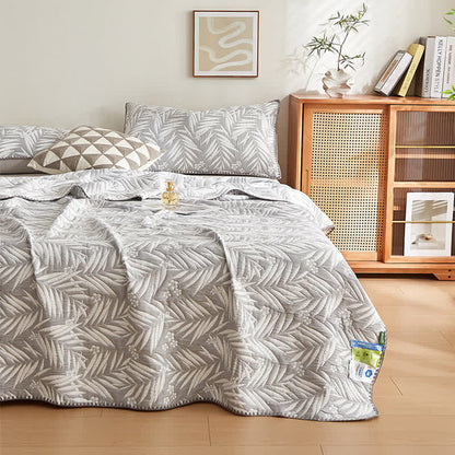 Élégante couverture réversible en gaze de coton double épaisseur avec des feuilles