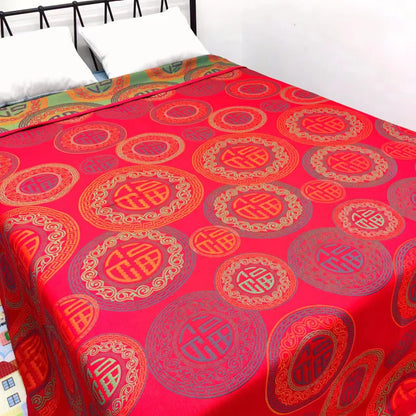 Couette réversible en gaze de coton avec cercle rétro et symboles de bon augure